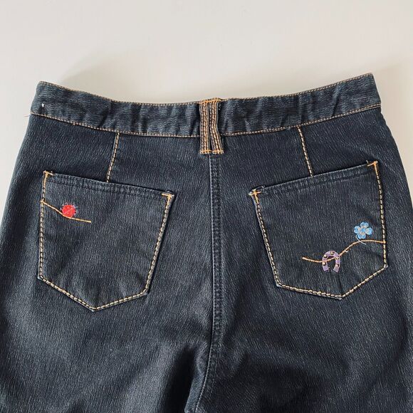 Women's Flecce Jeans High Rise Embroidered Size 30 Made in Korea - Picture 4 of 13